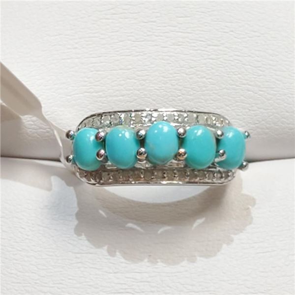 Silver Turquoise Ring (~Size 0) (~length 0 inches), Suggested Retail Value $240