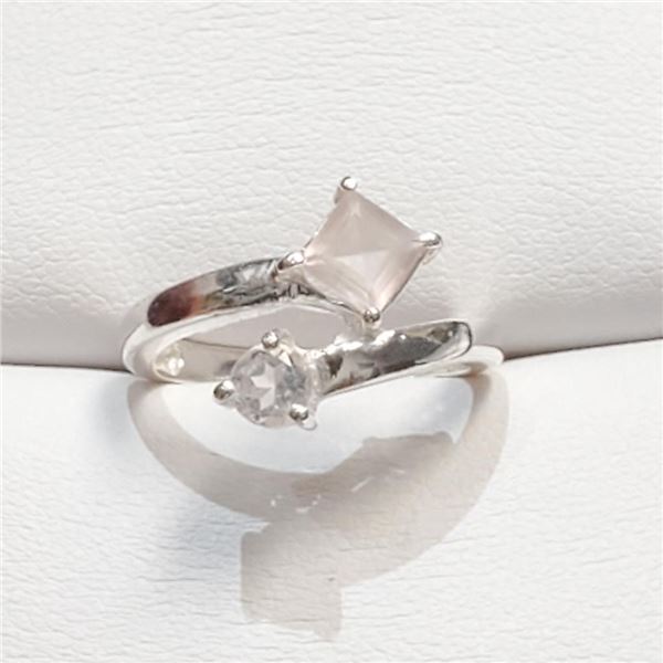 Silver Rose Quartz Ring (~Size 0) (~length 0 inches), Suggested Retail Value $80