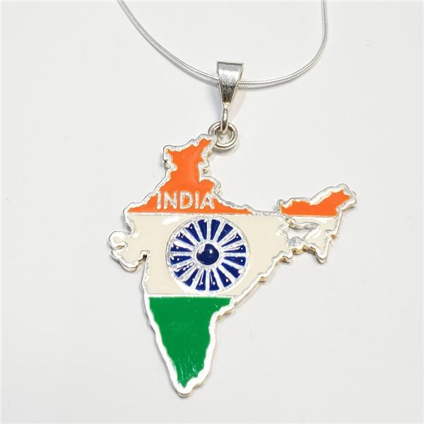 Silver Indian Map Necklace (~Size 0) (~length 0 inches), Suggested Retail Value $220