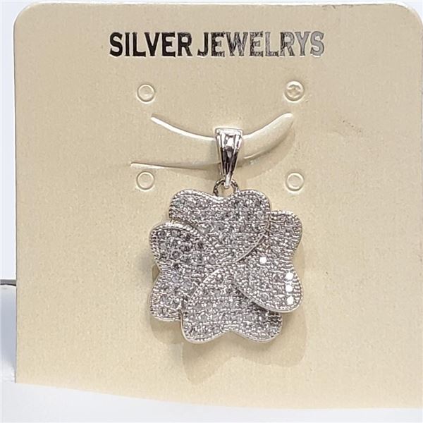 Silver Cubic Zirconia Pendant (~Size 0) (~length 0 inches), Suggested Retail Value $80