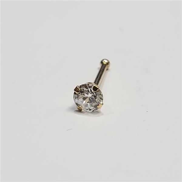 14K Yellow Gold Cubic Zirconia Nose Pin (~Size 0) (~length 0 inches), Suggested Retail Value $160