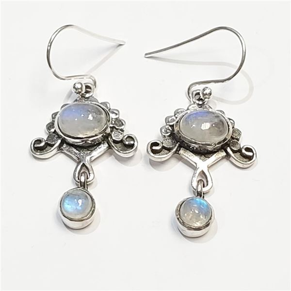 Silver Moonstone Earrings (~Size 0) (~length 0 inches), Suggested Retail Value $160