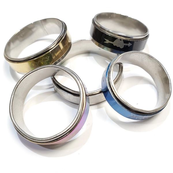 Silver Pack Of 5 Meditation Ring (~Size 0) (~length 0 inches), Suggested Retail Value $100