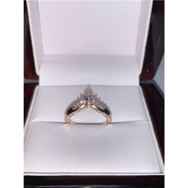 Ladies V Design Multi Stone 10K GP Ring