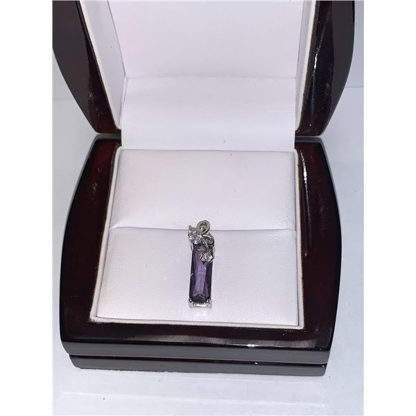 Large Amethyst Cut Silver Pendant