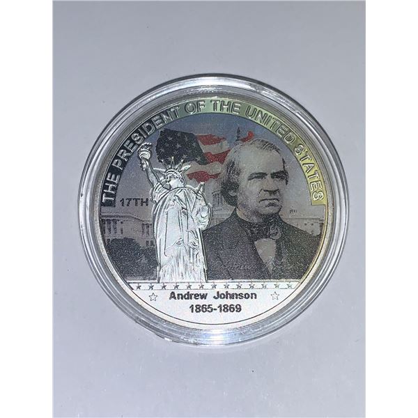 US President Andrew Johnson 1865-1869 presidential cased Coin