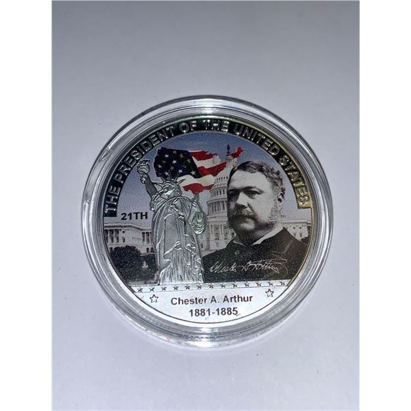 US President Chester A. Arthur 1881-1885 presidential cased Coin