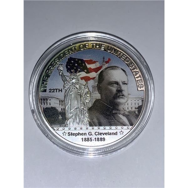 US President Stephen G. Cleveland 1885-1889 presidential cased Coin