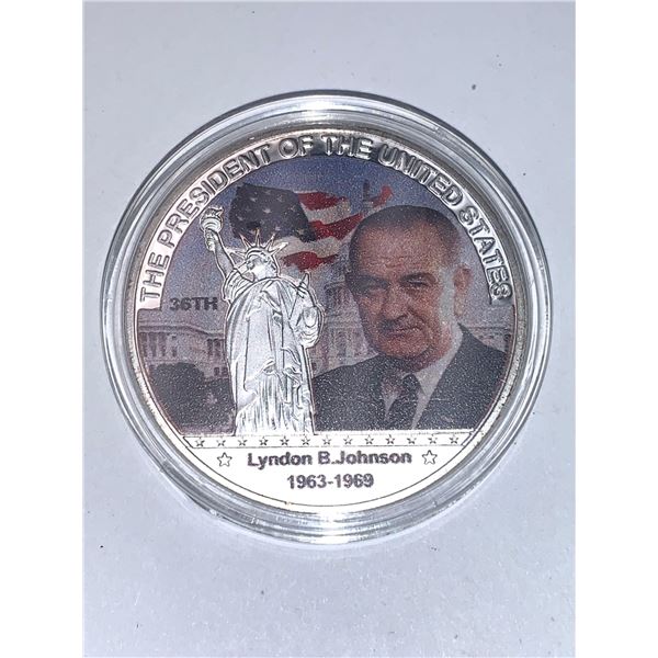 US President Lyndon B. Johnson 1963-1969 presidential cased Coin