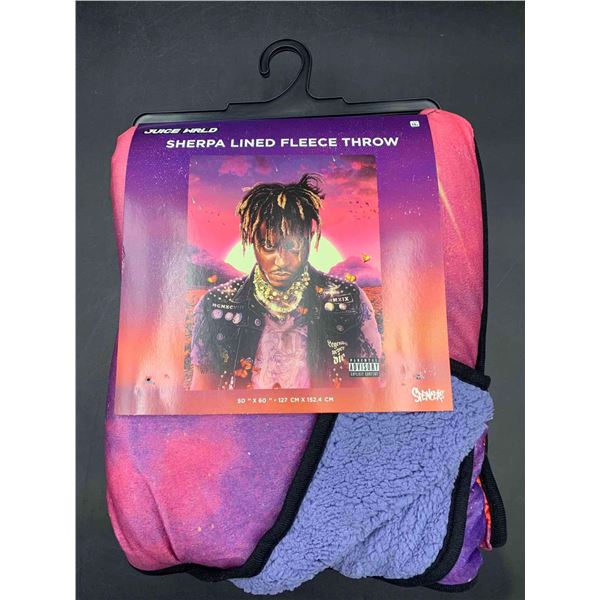 Juice Wrld Sherpa Lined Fleece Throw (50in x 60in)