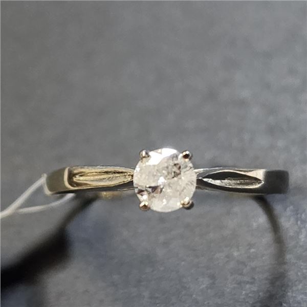 14K Yellow Gold Shank Style Princess Cut .25 Carat Diamond (I3, H) Solitaire Ring size 6 Made in Can