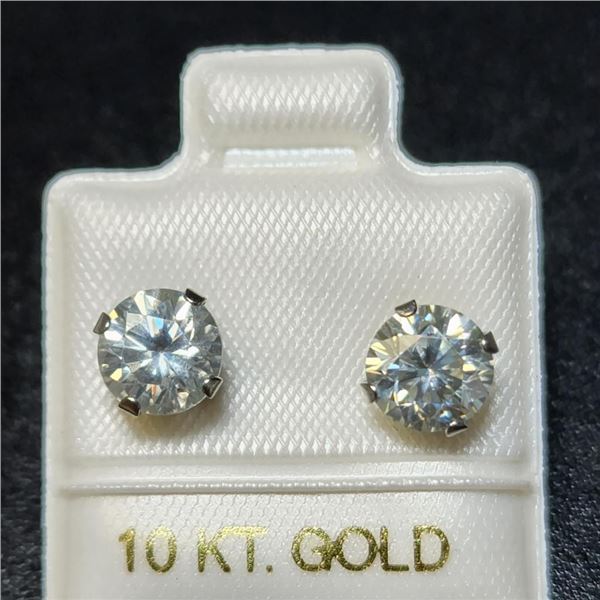 10KWhite Gold Moissanite 1.65 Carats Solitaire Stud Earrings Set Made in Canada -Appraised Value $11