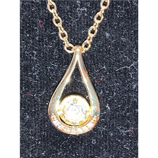 Tear Drop Brilliant Cut .75 Cart Solitaire Pendant with Chain