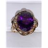 Image 1 : 14K Yellow Gold 2.8 Carat Solitaire Amethyst with .15 carat Side Diamonds - ESTATE ITEMS