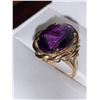 Image 2 : 14K Yellow Gold 2.8 Carat Solitaire Amethyst with .15 carat Side Diamonds - ESTATE ITEMS