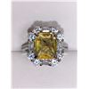 Image 2 : Silver .925 Ladies Cluster 2.4 Carat Emerald Cut Yellow Topaz ring