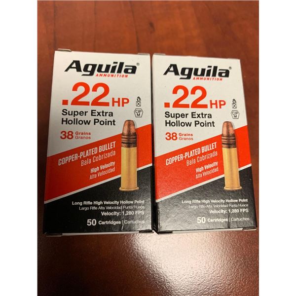 Aguilla Super Extra Hollow Point .22 Ammo - Lot of 2 Boxes