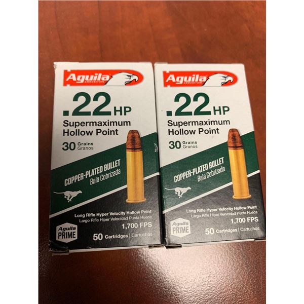 Aguilla Supermaximum Hollow Point .22 Ammo - Lot of 2 Boxes