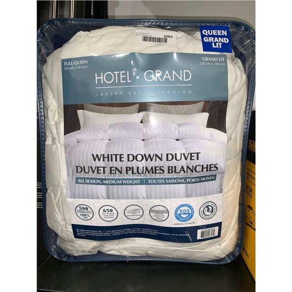 Hotel Grand White Down Duvet Queen Size All Season Medium Weight