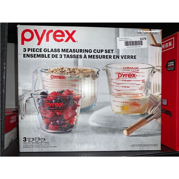 Pyrex 3 Pc Glass Measuring Cup Set