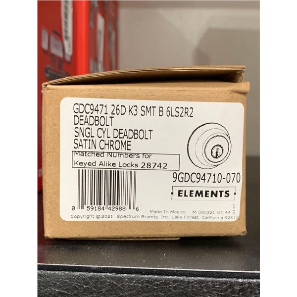 Weiser Elements Single Cylinder Deadbolt Satin Chrome