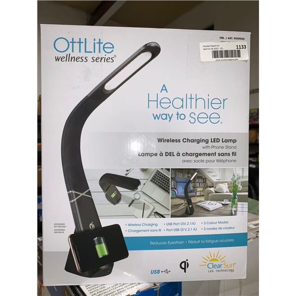 OttLite Wellness Series Wireless Charging LED Lamp w/ Phone Stand