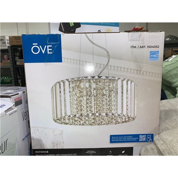 Ove Patience Chandelier w/ Integrated LED Crystal & Chrome Finish