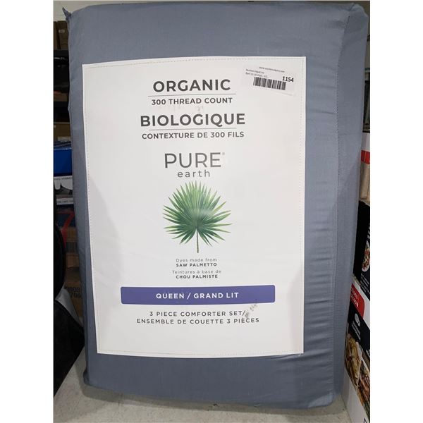 Pure Earth Organic 300 Thread Count Queen 3pc Comforter Set