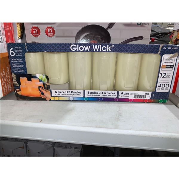 Glow Wick 6 Pc LED Candle Set Multifunction Remote Control 8 Color Choices
