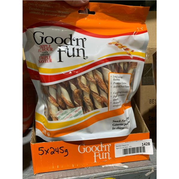 Good n' Fun Triple Flavor Twists Dog Treats - 5x245g