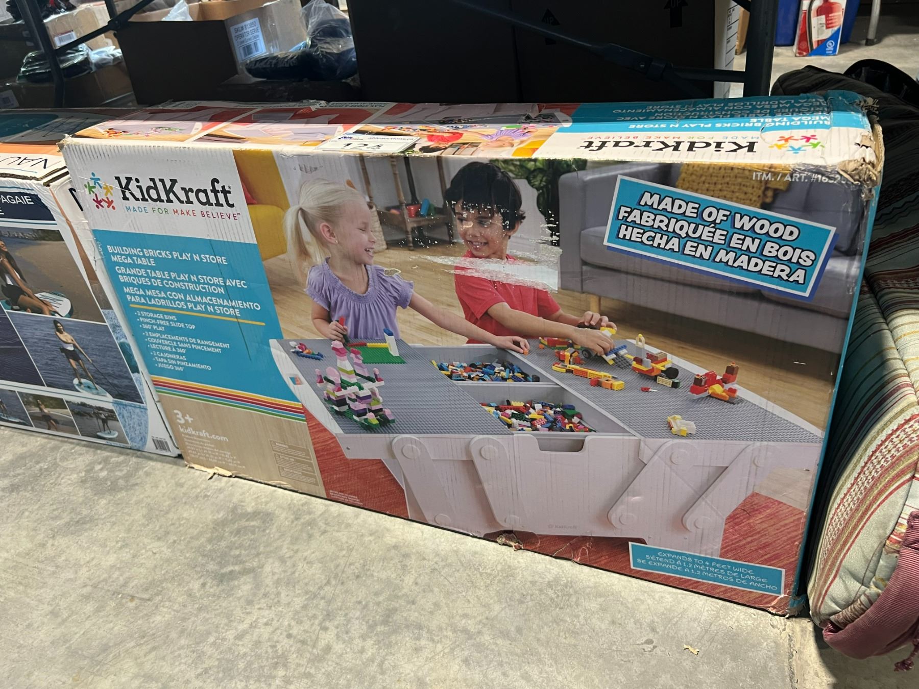 KIDKRAFT BUILDING BRICK PLAY'N'STORE MEGA TABLE WITH 2 STORAGE BINS
