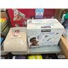 Image 2 : 2 BOXES OF 144 HUGGIES PLUS #5 DIAPERS, KIRKLAND BABY WIPES AND LITTLE WORLD BABY BLANKET