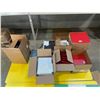 Image 2 : LOT OF ASSORTED BINDERS, NOTEBOOKS, PAPER AND 2 YELLOW CRAFT TABLES 5' X 30" X 2'