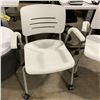 Image 2 : STACK OF 6 GRAZIE WHITE PLASTIC METAL FRAMED MOBILE STACKING CHAIRS