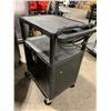 Image 2 : BLACK 24"W X 18"D X 35"H POWERED MOBILE PLASTIC AUDIO / VIDEO CART WITH ENCLOSED BOTTOM CABINET