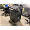 Image 2 : BLACK 24"W X 18"D X 35"H POWERED MOBILE PLASTIC AUDIO / VIDEO CART WITH ENCLOSED BOTTOM CABINET