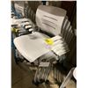 Image 2 : STACK OF 6 GRAZIE WHITE PLASTIC METAL FRAMED MOBILE STACKING CHAIRS