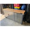 Image 2 : MASTERCRAFT 6 DRAWER 2 DOOR MOBILE LOCKING 72"W X 20"D  X 38"H WOOD TOP CHECKERPLATE WORKBENCH