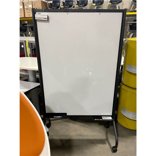 METAL FRAMED 42"W X 71"H MOBILE COMMERCIAL MAGNETIC WHITEBOARD