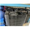 Image 2 : STACK OF APPROXIMATELY 42 BLACK METAL / PLASTIC FOLDING EVENT CHAIRS ON METAL MOBILE CHAIR CART