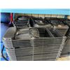 Image 2 : STACK OF APPROXIMATELY 42 BLACK METAL / PLASTIC FOLDING EVENT CHAIRS ON METAL MOBILE CHAIR CART