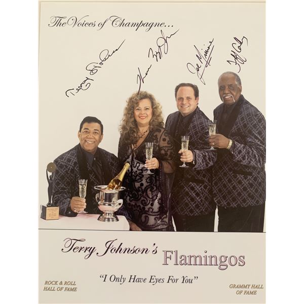 The Flamingos signed photo authographed by  Terry "Buzz" Johnson, Theresa Trigg,  Joe Mirrione and J