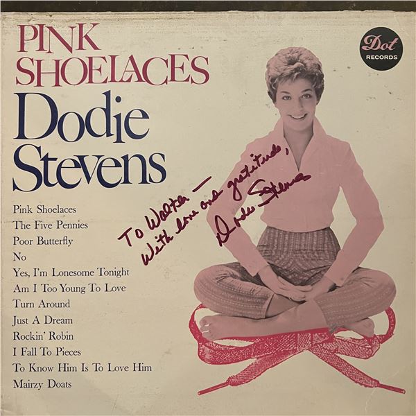 Dodie Stevens Pink Shoelaces signed album