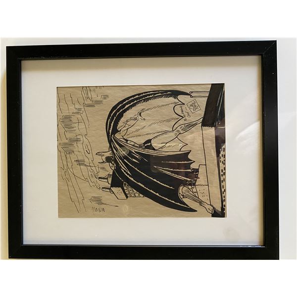 Batman Bob Kane signed drawing in custom frame