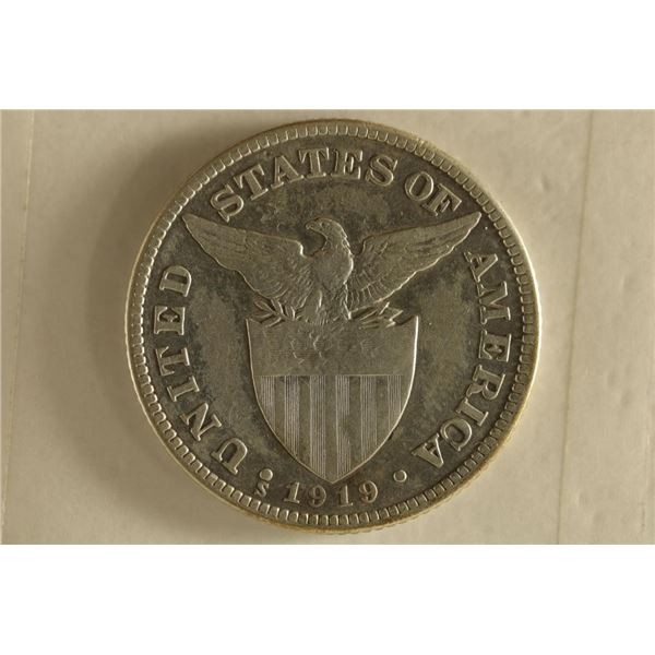 1919-S US/PHILIPPINES SILVER 50 CENTAVOS .2411