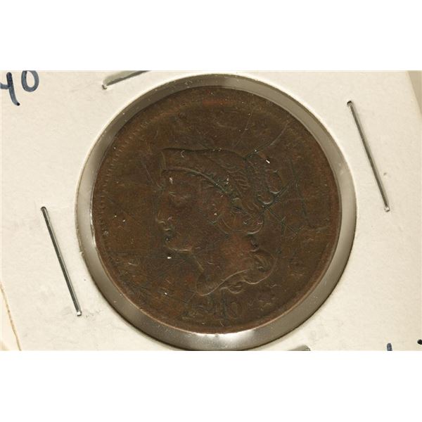 1840 U.S. LARGE CENT PIECE WITH SCRATCHES