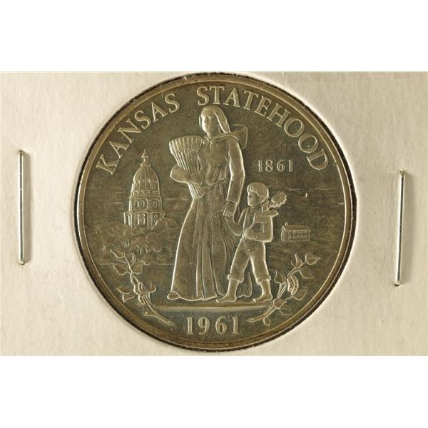 1961 KANSAS STATEHOOD SILVER HERALDIC ART MEDAL