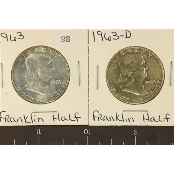 2 BU 1963 & 1963-D FRANKLIN HALF DOLLARS