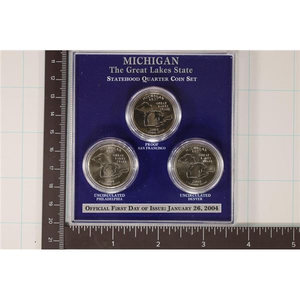 2004 MICHIGAN QUARTER 3 COIN SET P/D/S MINTS