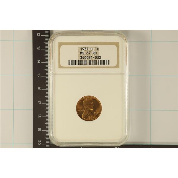 1937-D LINCOLN CENT NGC MS67 RD (RED)